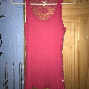 skin tight pink tank top